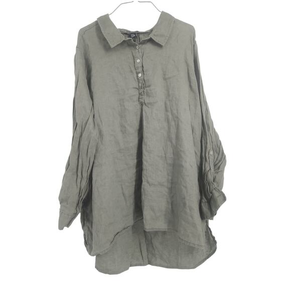 Jones New York Green Long Sleeve Linen Top Womens Plus Size 3X - Picture 1 of 3